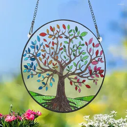 Dekorativa figurer Tree of Life Suncatcher Hanging Decor Colorful Leaves Four Season Theme Window Garden Wall Pendant With Metal Chain