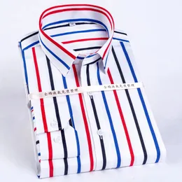Mens Color Block Rands Wrinkle-Resistent Dress Shirt Long-Sleeve Standard-Fit Hidden Button Collar Casual Pure Cotton Shirts 240508