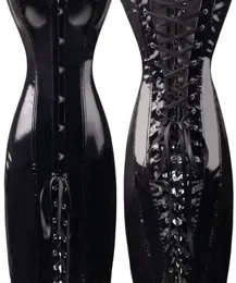 Seksi Bayan Siyah PVC korse fetiş elbise bayanlar dominatrix gece kulüpleri korse sxxl y2008241723500