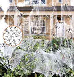 20gハロウィーン怖いパーティーの装飾伸びたクモのウェブコブウェブコットンホラーハントハウスシーンプロップ5758199のためのハロウィーン装飾