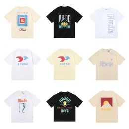 Rhude T-shirts Luxury Brand Men's Fashion Original Design Hip Hop Cotton High Quality T Shirt Classic Vintage Tshirt Streetwear Summer Casual Short Sleeved Clothes