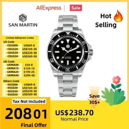 Relógios de pulso San Martin 40mm NH35 Men's Diver Watch Sport Mechanical Luxury Clop 30bar Impermeável Luminoso Montre Sn0111g-A