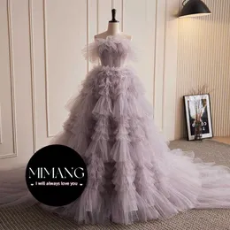 Designer Purple Light Wedding Dress Banquet Cake Skirt Court Train Dress Womens High End Light Luxury Style