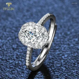 Klusterringar tfglbu 1ct moissanite doveggs ring för kvinnor oval klippt glittrande simulerat diamantband 925 sterling sliver engagemangsförslag
