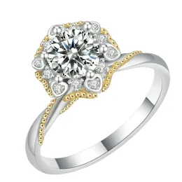 1CT Moissanit Ring 925 Sterling Silber gelb weiß vergoldet Diamantringe für Frauen für tägliche Verschleiß und Geschenk für Verlobungszeitring