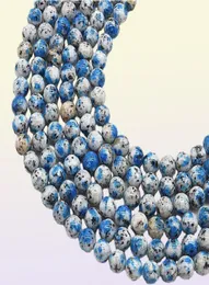 100 äkta naturliga K2 Jasper -armband vulkaniska Jasper 6 8 10mm Gemstone Armband Blue Brasilian Azurite Woman Lady Jewelry1882654