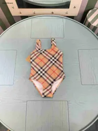 New Kids Kids One-Pieces Swimsuit Plaid Printing Girls Swimwea