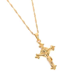 Wysokiej jakości Jezus Head Cross Naszyjniki złoty kolor 22K Urok wisiorek dla kobiet mężczyzn fabryka biżuterii Whatle Jewel Crucifix God2333926