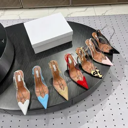 Patent Deri Slingbacks keskin ayak parmağı sandalet 10.5cm stiletto topuk parti akşam ayakkabıları kadın lüks tasarımcılar yüksek topuklu fabrika ayakkabı 35-41 kutu