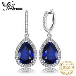 JewelryPalace 12ct enorme pêra criada safira azul 925 Brincos de prata esterlina para mulheres 240507