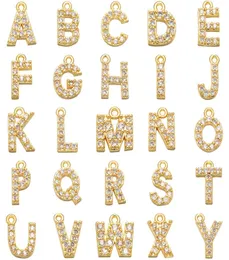 26 pcSset clássico simples Custom AZ 26 Letra do alfabeto Charme dourado colorido de cobre de zircão de charme de charme pingente pingente original joalheria9599411