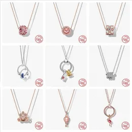 Sier Flamingo Cat Zircon Beads cobblestone Bling Charm Pendant Necklace Women Brand Original Cable Chain Necklace DIY Jewelry