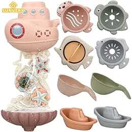 Giocattolo da bagno per bambini giocattolo da bagno giocattolo acqua per bambini a 4 stack tazza di balena regalo a forma di balena 240506