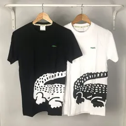 Klassiker designers mens krokodil mode broderi t shirt berömda märken män kläder svart vit tees bomull rund hals kort ärm kvinnors casual streetwear