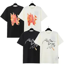 Mens T Shirt Designer Tshirt Graphic Tee Clothes Shirts Classic Flame Print Applique City Limited Batik Wash Palmprint Tee Flying Dragon OpenWork Letter