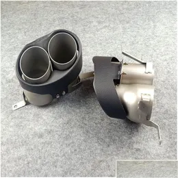 Muffler Promotion Pair Car Rear Carbon Fiber Four Out Exhaust Pipe For Rs6 Rs7 Exhausts Tail Tips Drop Delivery Mobiles Motorcycles Dhleo