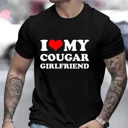 남자 티셔츠 2024 여름 남자 티셔츠 나는 내 쿠거 여자 친구 사랑을 사랑합니다