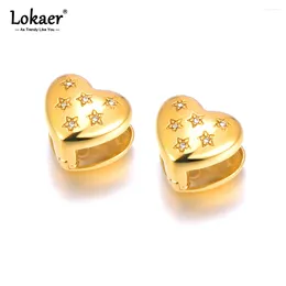 Hoop -Ohrringe 316L Edelstahl Heart Hohlversestone für Frauen Statement 18K Real Gold Plated Trendy Jewelry E24007