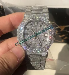 ut klockor Cal.324 Zircon Diamond Automatic Mechanical Men Watch CZ Montre de Luxe Stainless Solid No Battery Självlindande Sapphire Glass PP7403434