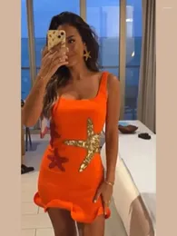 Sıradan elbiseler Köpüklü Pullu Strap Mini Elbise Kadınlar İçin Zarif Parlak Kolsuz Bodycon Tatil 2024 Kadın Beach Party Vestidos