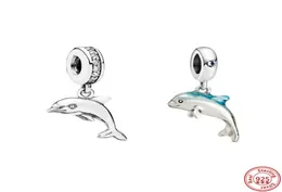 925 Sterling Silver Murano Glass Glass Turtle Dolphin Dangle Charm Beads Fit Oryginalne uroki bransoletki Kobiet biżuteria 8668234