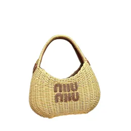 デザイナーワンダーウィッカーハンドバッグ女性メンズMM織りショルダーバッグメンレター竹製バスケットクロスボディバッグ大きなトート女性財布