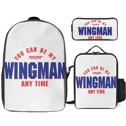 Backpack 3 In 1 Set 17 Inch Lunch Bag Pen Top Gun You Can Be My Wingman Any Time Lasting Tote Cosy Summer Camps Classi