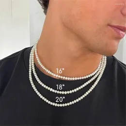 Pendant Necklaces High-End Simple Alloy Beads Pearl Necklace Man Male Choker Jewelry For Woman Accessories Collana Uomo Collares De Perlas