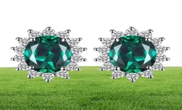 Jewelrypalace Kate Middleton Simulated Green Emerald 925 Sterling Silver Stud Earrings Princess Gemstone Crown Earring 2110094959503
