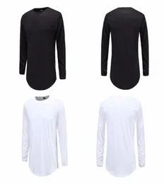 Blixtlås slitage t -shirt män förlänger swag sida dragkedja t -shirt super longline lång ärm tshirts med kurva hem och zip solid8861779