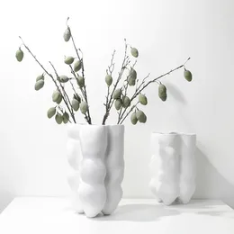 Vasos da sala de estar vaso de cerâmica arte moderna luxo nórdico decoração interna de casamento flores artificiais jarrones produtos domésticos