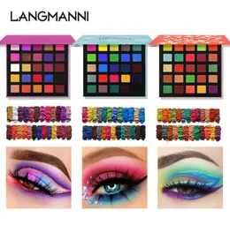 Langmanni 25 Färg Matte Pearlescent Eyeshadow Palette Långvarig naturlig makeup Shimmer Glitter Eye Shadow2449421