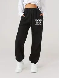 Women's Pants 2024 Summer Casual Sports Street Fashion English Alphabet Number Printed Pattern Personalized Drawstring