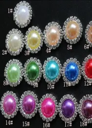 16mm Flat Back Crystal Pearl Buttons 50pcslot 19colors Metal Rhinestone Crystal Loose Diamonds Jewelry DIYl5213183