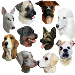 Party Masks Latex Animal Real Bulldog Labrador Basset Hound German Shepherd Dog Prop Mask Q240508