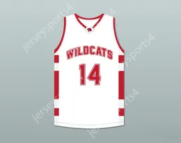 Niestandardowe Nay Men Youth/Kids Troy Bolton 14 East High School Wildcats White Basketball Jersey Top Szyged S-6xl