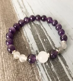 Selenite Ametisti di selenite Labradorite Spiritual Moon Bracciale Healing Woman Donna Purple Braccialette di pietra viola9934319