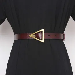 Nuova cintura vintage a triangolo in cuoio in pelle vera cintura femmina cintura per donne corsetto cummerbunds cinghia di vestiti q0624 286o