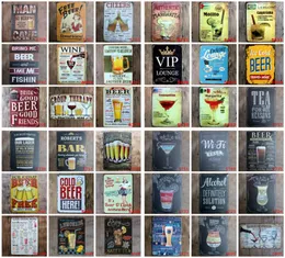 Metal Tin Signs Bar Poster Mojito Cocktail Beer Plaque Bar Art Sticker Iron Paintings 2030cm Dekorativa järnplattor Bar Club Wall2051748