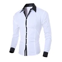 Camicie da uomo a maniche lunghe Slim White Social Casual Cash Business Camisa Masculina Chemise Christmas Shirt 240506