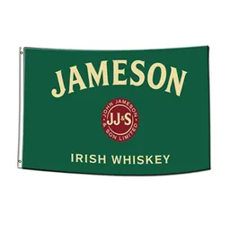 Jameson Irish Whiskey Flag Green 3x5ft Double Stitching Decoration Banner 90x150 cm Sportfestival Polyester Digital gedruckt Whole4744572