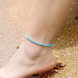 Anklets Boho 수제 자연 스톤 발목 여성 4mm 호랑이 눈 흰색 울부 짖음 구슬 풋 체인 여름 해변 휴가 레저 액세서리