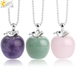 CSJA Suspension Apple Natural Stone Pendant Crystal Pendants Quartz Bead Necklaces Fashion Jewelry for Female Women Gift G046 A3284192