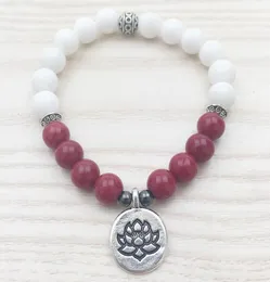 SN1102 Розовая нефритовая женская браслет белый нефрит браслет Tierra Cast Lotus Charm Meditation Medition Mala Beaderaed Jade Bracelet Gifts для HE6566634