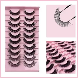 I9QW False Eyelashes 10 pairs of long 3D mink false eyelashes fluffy volume thick and soft Russian curly eyelash bag d240508