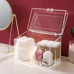Organizador de maquiagem de plástico à prova de poeira para algodão/caixa de armazenamento do liquidificador de swab/beleza com batom de tampa/organizador de esmalte