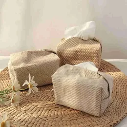 Cloth Cotton Art Tissue Linen Simple Box Napkin Case Desktop Paper Holder Home Office Car Living Room Dining Table