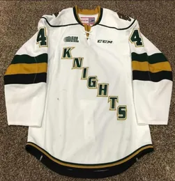Custom Men Youth women Vintage 4 OLLI JUOLEVI London Knights Game Issued OHL Hockey Jersey Size S5XL or custom any name or numbe4106016