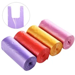 1 rullar förtjockad Vest Type Portable Color Warbage Påse C233 Hushållens plastpåse Färg Kök Stor sopor