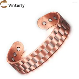 Bangle Vinterly Pure Copper Bracelets Magnetic Vintage 15.5mm Adjustable Cuff Health Energy High Magnets Bangles Resizable Jewelry